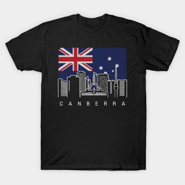 Canberra Australia Skyline Australian Flag T-Shirt by travel2xplanet